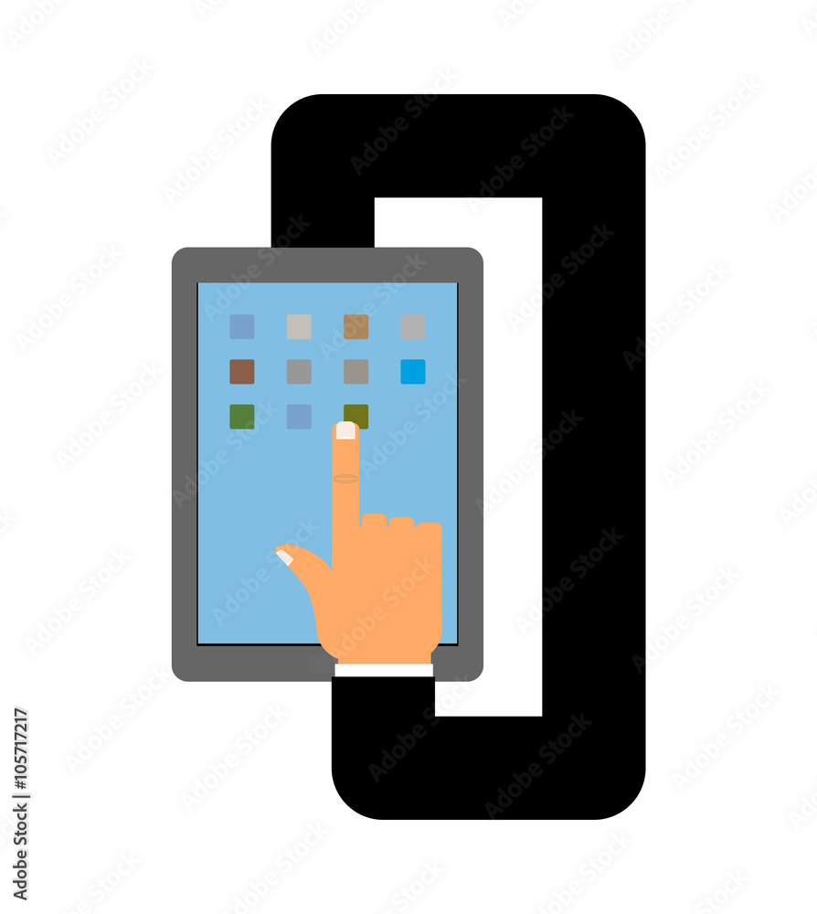 Tablet and hand. Autopilot for your tablet. Business hand in ja Tablet and hand. Autopilot for your tablet. Business hand in ja