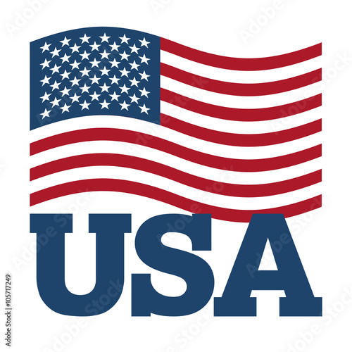 Flag USA. Developing America flag on white background. Patriotic