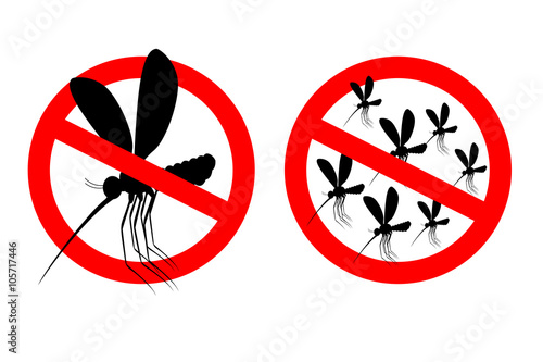 Stop mosquito. Forbidden swarm mosquitoes. Frozen mosquito insec photo