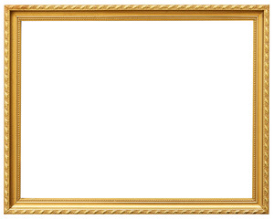 Golden vintage frame isolated on white. Gold frame abstract design.