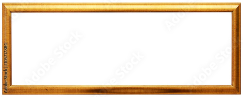 Golden vintage frame isolated on white. Gold frame wide and abstract design.