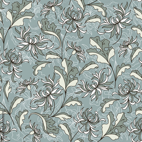 Seamless raster vintage japanese pattern with lily