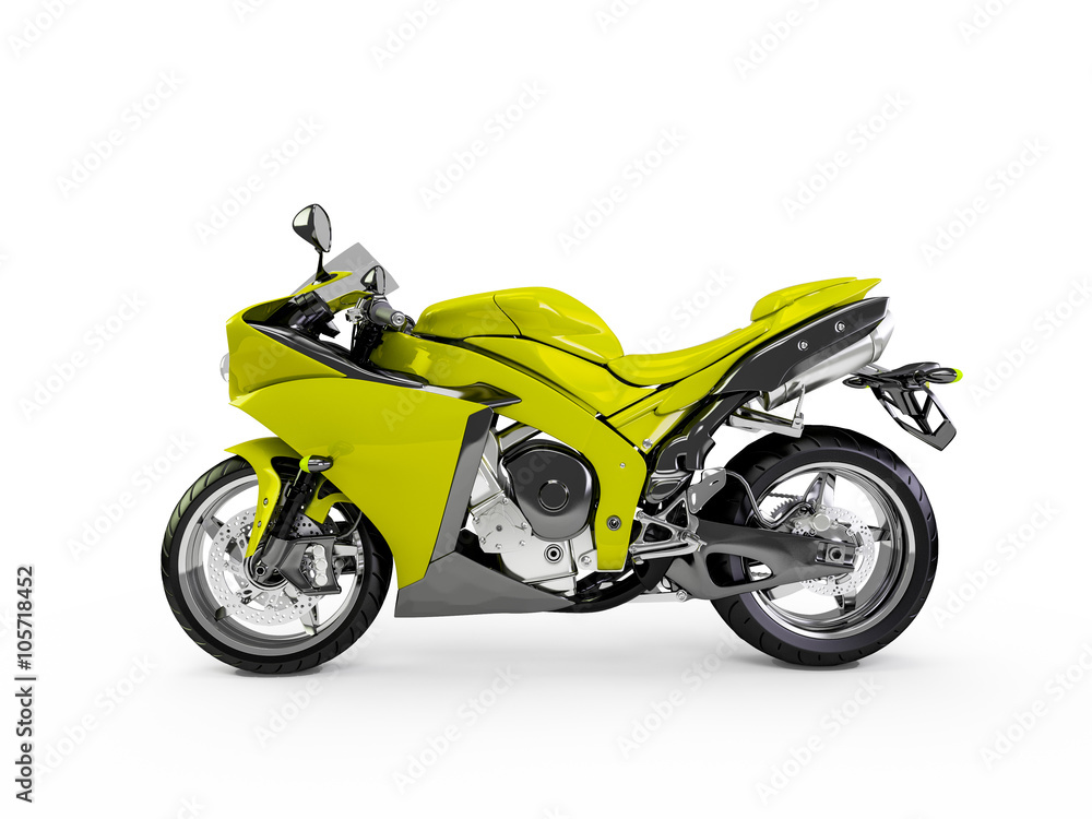 Green Yellow motorcycle isolated on a white background. Green Yellow motorcycle isolated on a white background.
