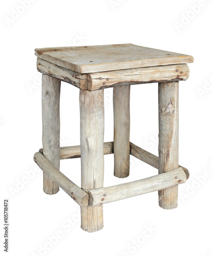 Cuadro en lienzo Old wooden chair isolated on white background