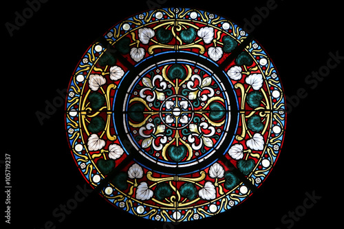 Stained glass window in Basilica Assumption of the Virgin Mary in Marija Bistrica, Croatia