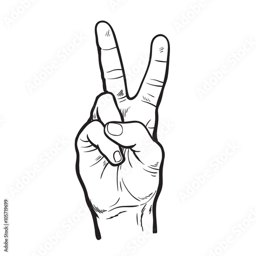 Hand making the symbol of victory