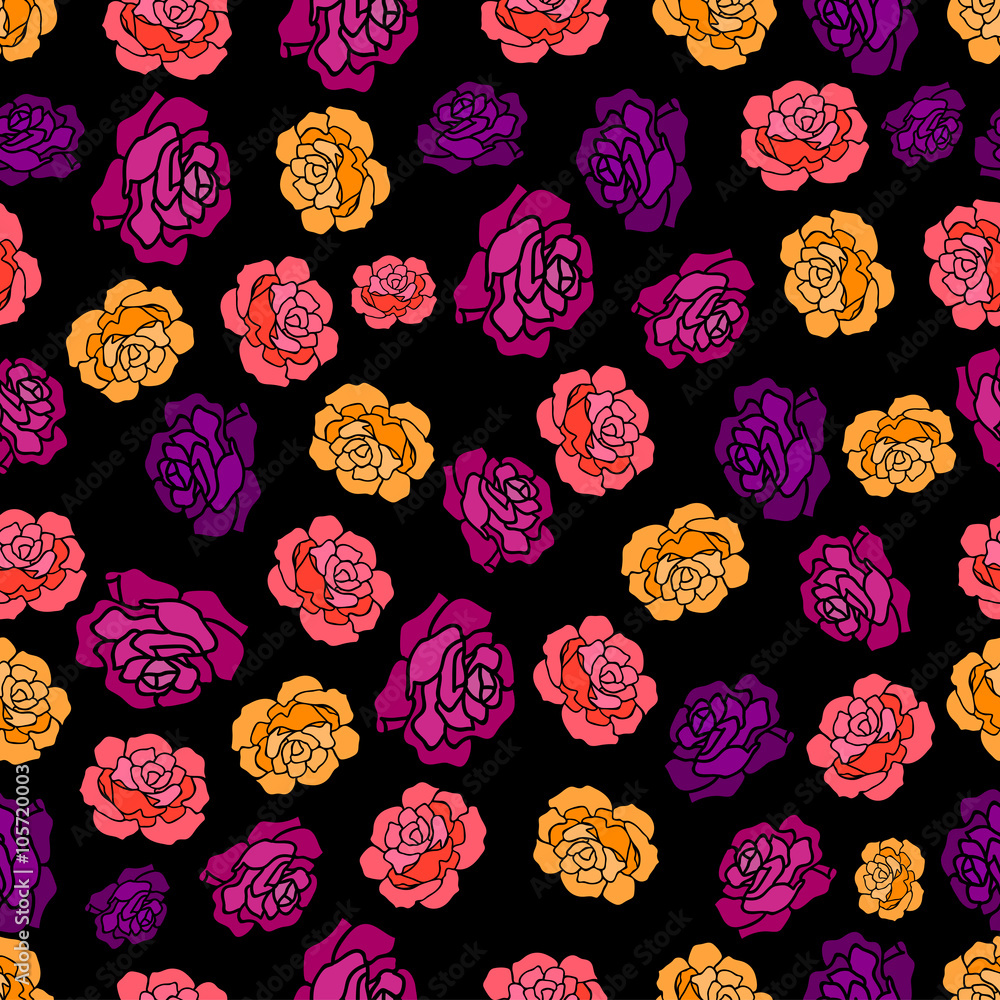 Seamless repeating pattern of roses.Vector Seamless repeating pattern of roses.Vector