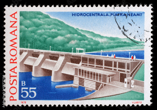 Stamp printed in Romania shows Piatra Neamt, Hydrotechnic Stations and Dams issue, circa 1978. photo