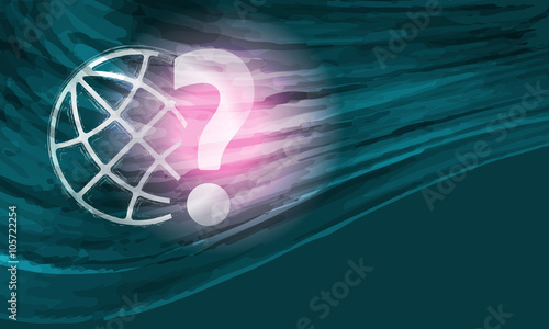 Colored vector background with abstract pattern and globe and qu