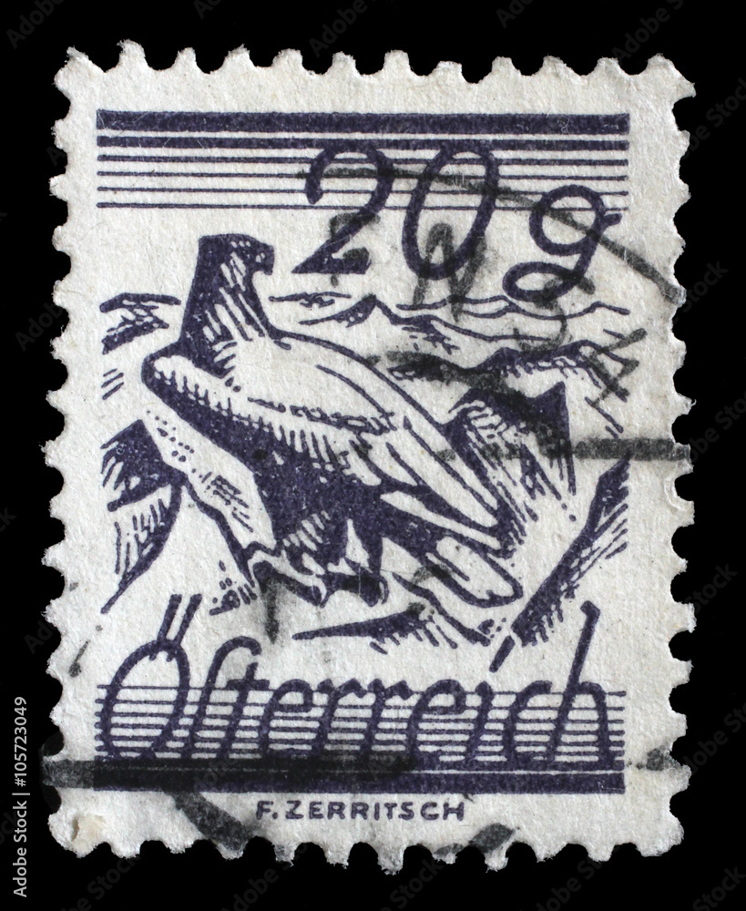 Obraz premium Stamp printed by Austria, shows White Shouldered Eagle, circa 1925