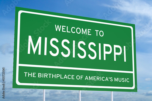 Welcome to Mississippi state road sign