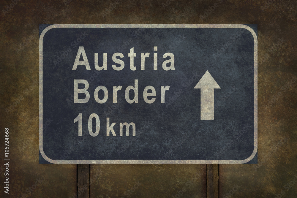 Austria border 10km roadside sign illustration Austria border 10km roadside sign illustration