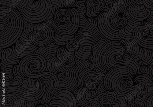 Endless ornamental vector seamless texture with waving curling lines © Marina Sun