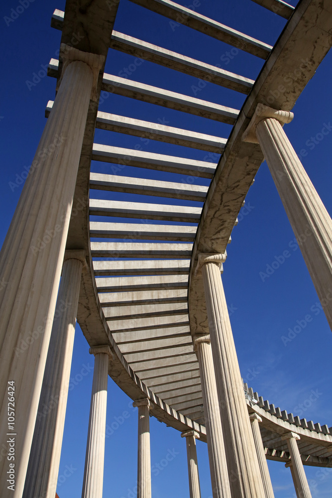 Modern colonnade of the shopping center in Sv. Kriz Zacretje, Croatia 