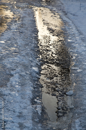 road in the ice in winter