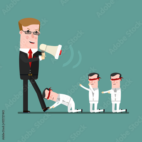 teamwork concept, Angry boss berates his subordinate. Business concept cartoon illustration