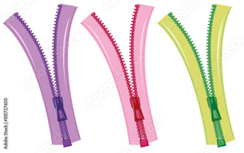 Zips in three colors