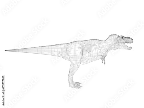 3d wireframe dinosaur