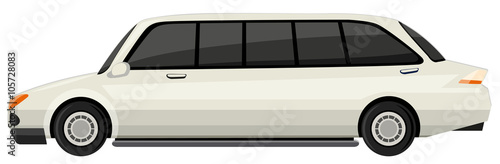 White limousine on white background