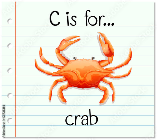 Flashcard letter C is for crab
