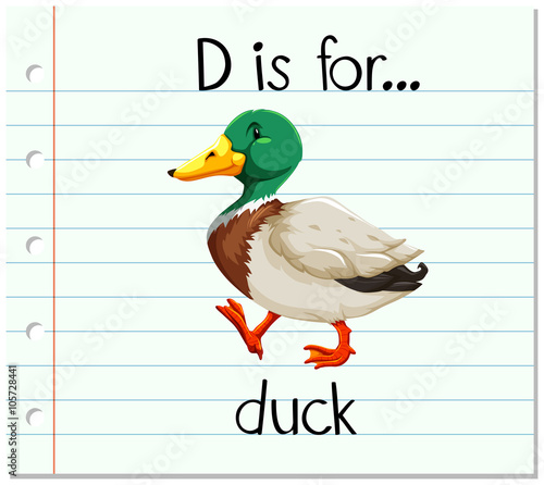 Flashcard letter D is for duck
