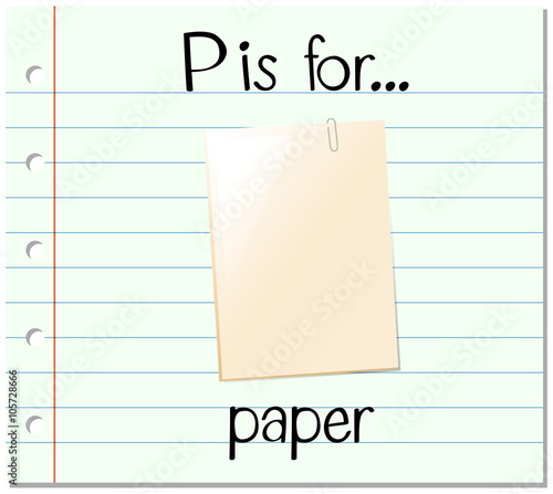 Flashcard letter P is for paper