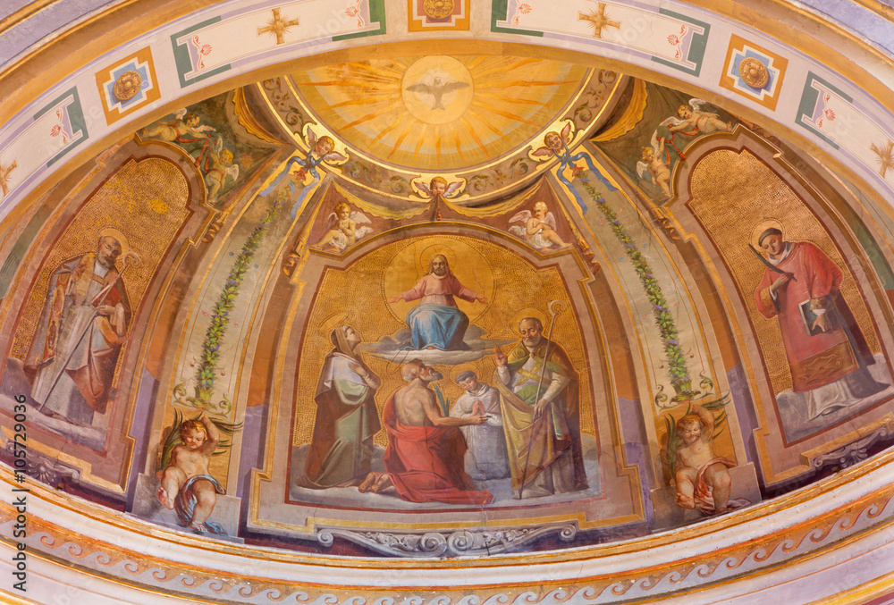 Rome - The freso Christ in Glory in the church Chiesa dis San Bartolomeo all'Isola