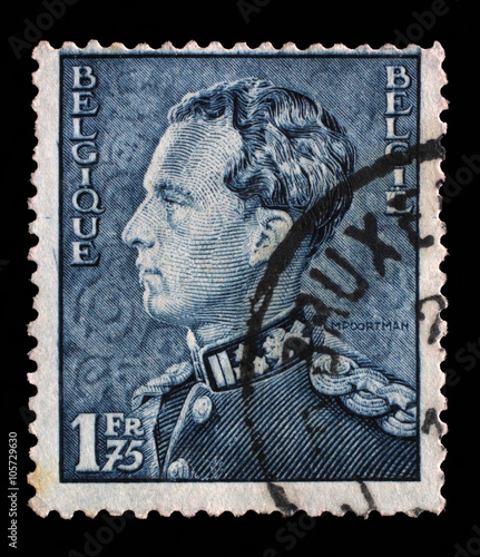 Stamp printed in the Belgium shows King Baudouin, Belgian king, circa 1958 photo