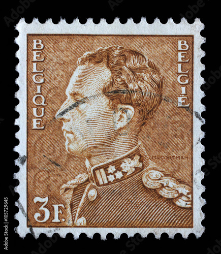 Stamp printed in the Belgium shows King Baudouin, Belgian king, circa 1958 photo