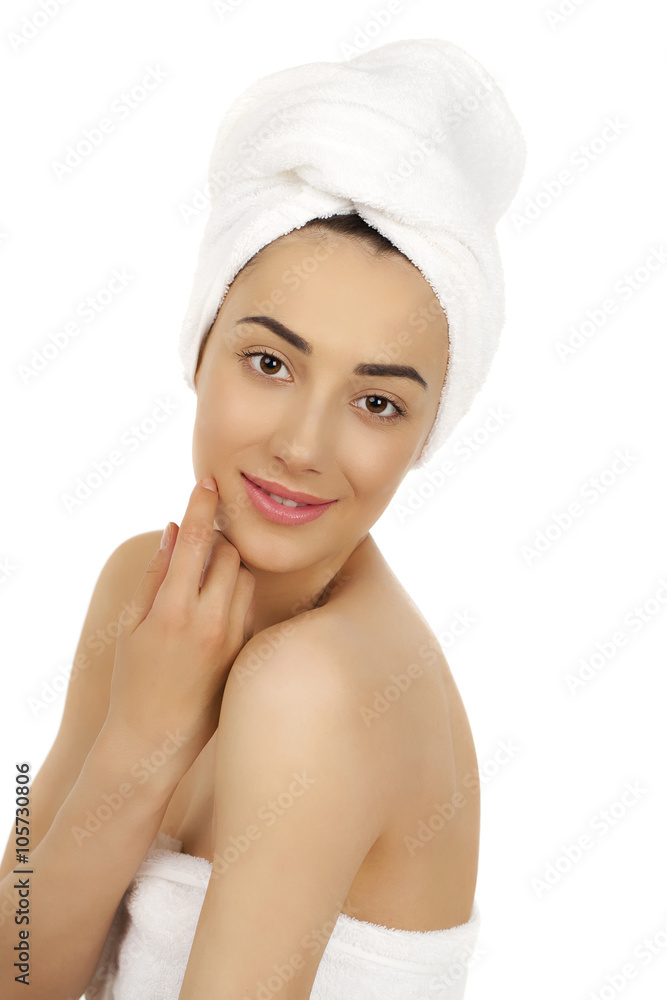 Portrait of a bared beautiful woman getting ready for the spa tr Portrait of a bared beautiful woman getting ready for the spa tr