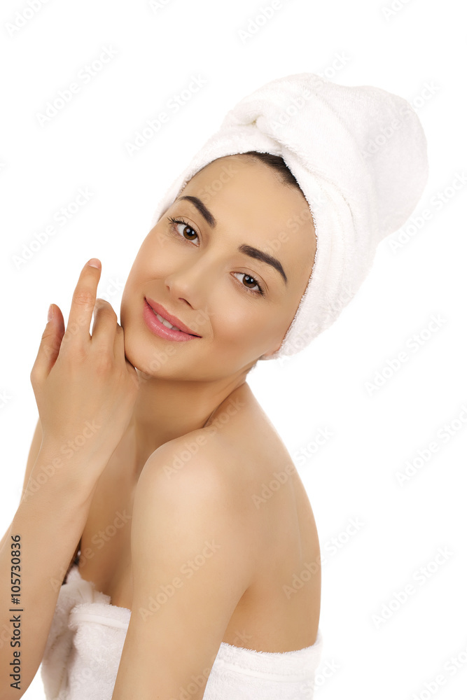 Portrait of a bared beautiful woman getting ready for the spa tr Portrait of a bared beautiful woman getting ready for the spa tr
