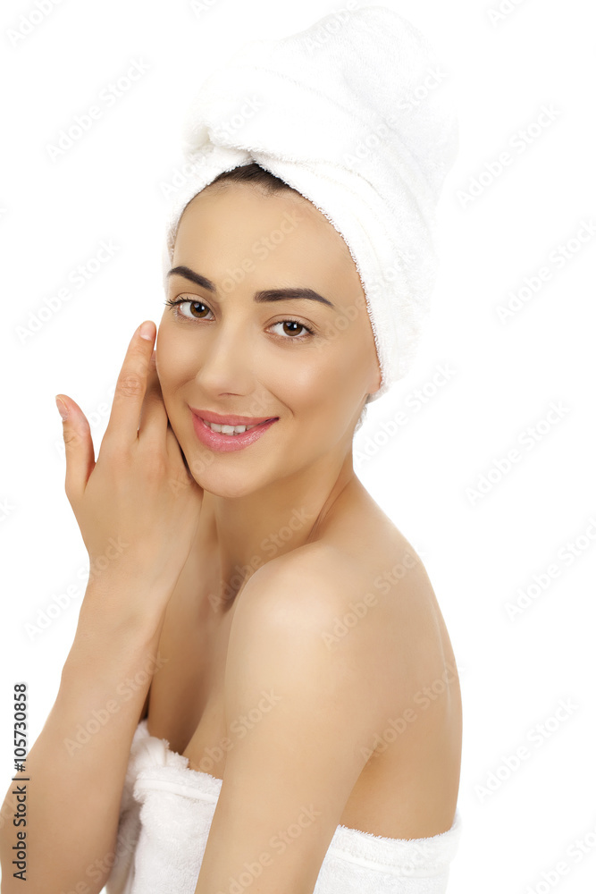Portrait of a bared beautiful woman getting ready for the spa tr Portrait of a bared beautiful woman getting ready for the spa tr