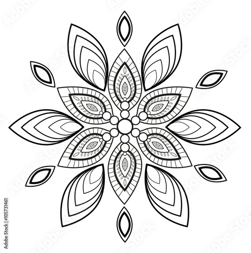 Black and white mandala vector for coloring, mandala bianco e nero vettoriale da colorare