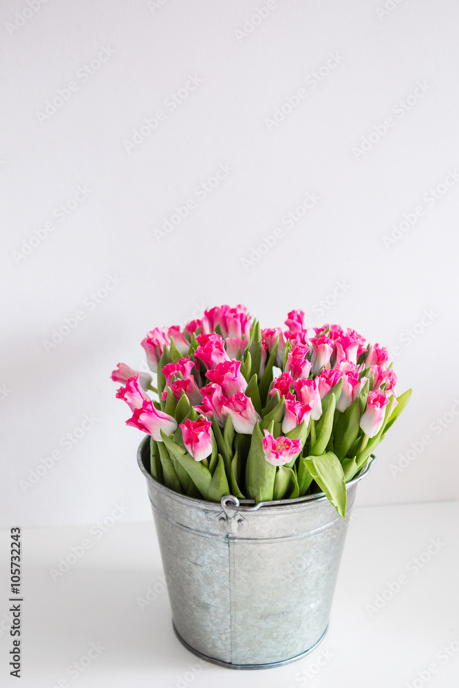 Beautiful bouquet of pink tulips