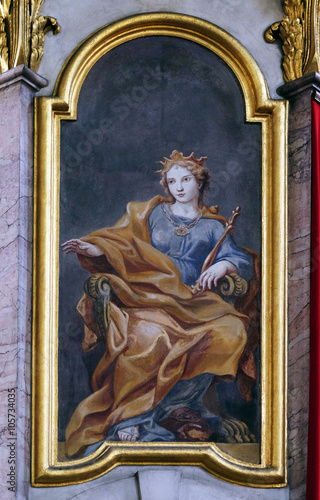 Saint, painting in the St Nicholas Cathedral in Ljubljana, Slovenia 