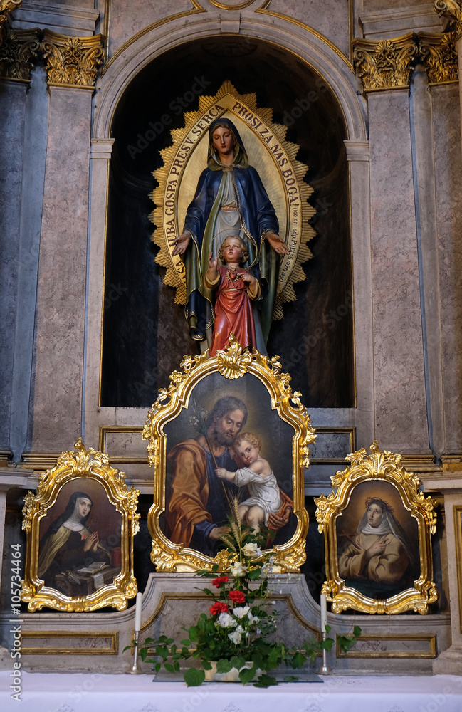 Altar of the Virgin Mary in the St Nicholas Cathedral in Ljubljana, Slovenia 