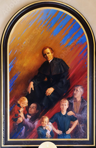 Obraz na płótnie Saint John Bosco, altarpiece in the Franciscan Church of the Annunciation in Lju