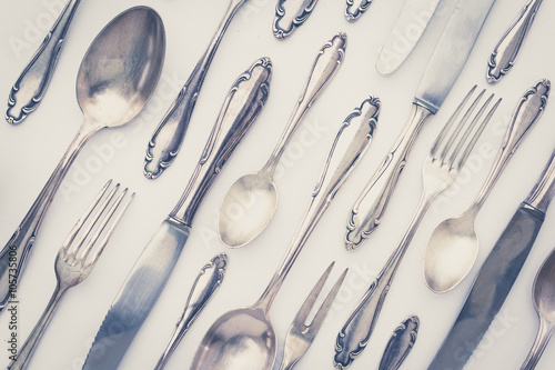 beautiful old silver cutlery - vintage style filter