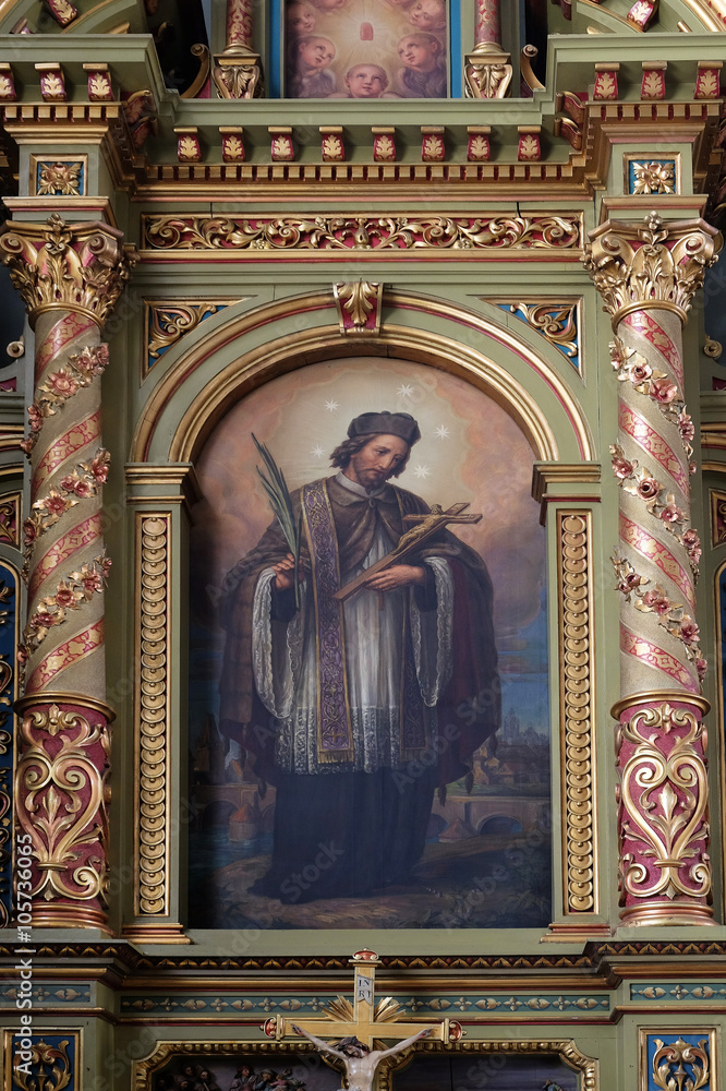 Saint John of Nepomuk, altar in the Basilica of the Sacred Heart of Jesus in Zagreb, Croatia