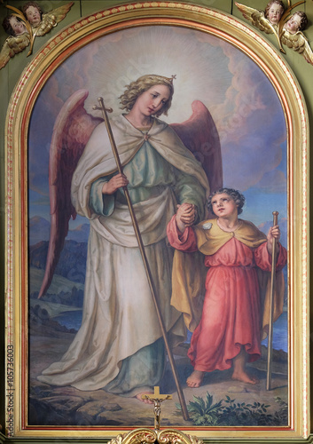 Guardian angel, altarpiece in the Basilica of the Sacred Heart of Jesus in Zagreb, Croatia