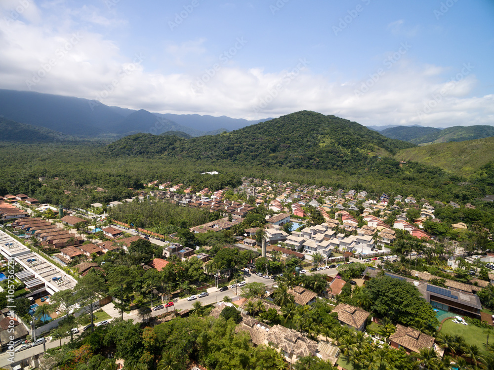 Aerial View of Mountains in Sao Sebatiao, Sao Paulo, Brazil