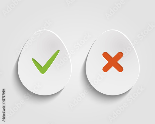 Vector Yes, No checkmark on egg buttons or circles