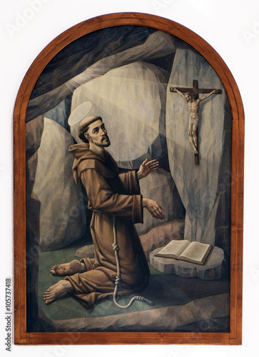 Fototapeta Saint Francis of Assisi, altarpiece in the Church of Saint Francis in Lipik, Cro