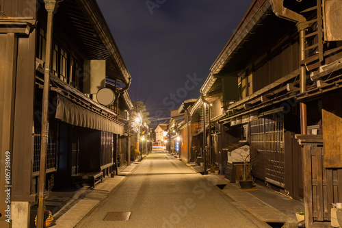 Takayama town in night at gifu japan.