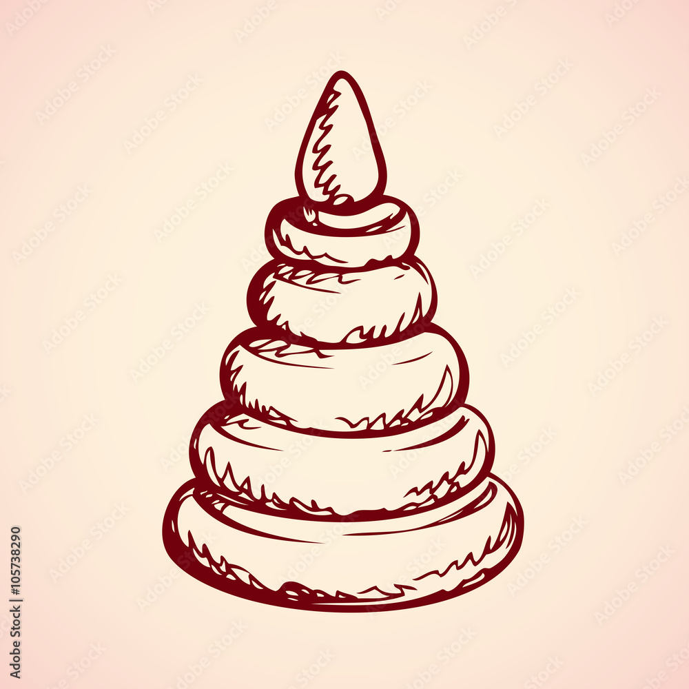 Toy pyramid from rings. Vector drawing Toy pyramid from rings. Vector drawing