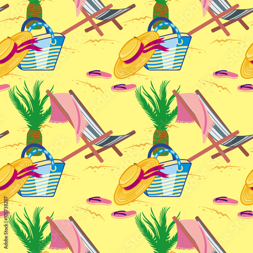 Seamless pattern with deckchair