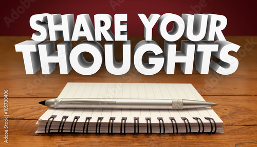 Share Your Thoughts Comments Review Feedback Notebook Pen