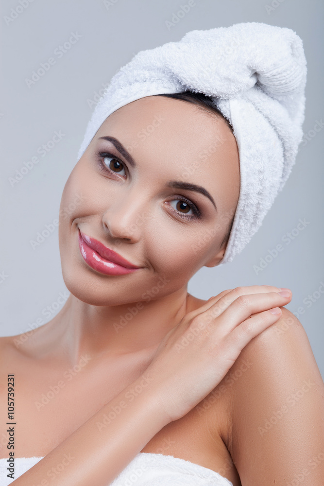 Cute healthy girl prefers skincare treatment Cute healthy girl prefers skincare treatment