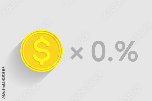 Gold coins with dollar symbol in percentage business-formula