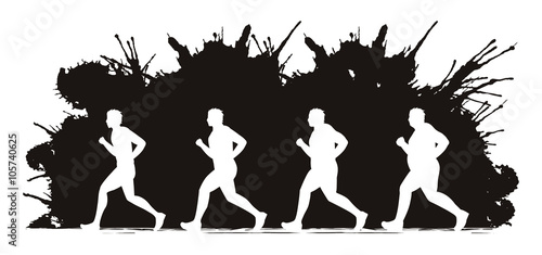 Fat man turning into Thin designed on grunge brush background graphic vector.